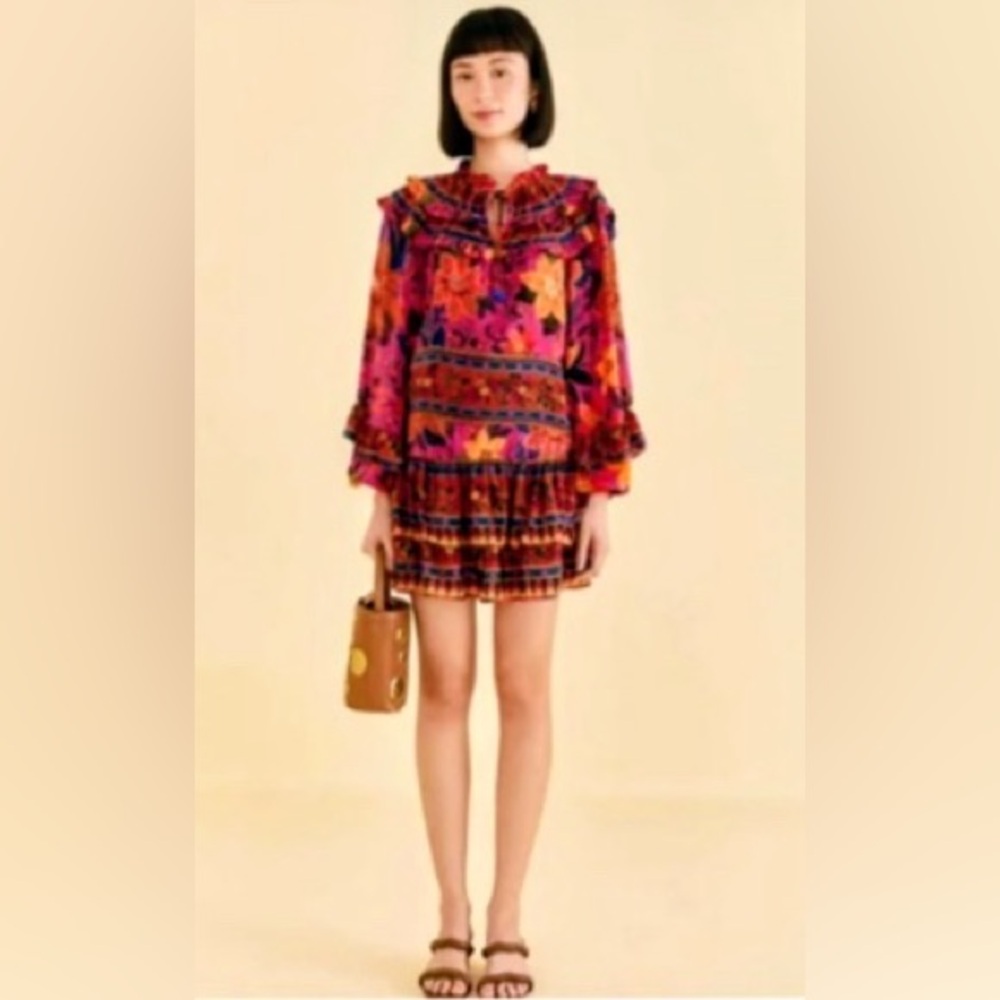 Farm Rio Pink Tapestry Blouse and Mini Skirt Set XL - Picture 2 of 7